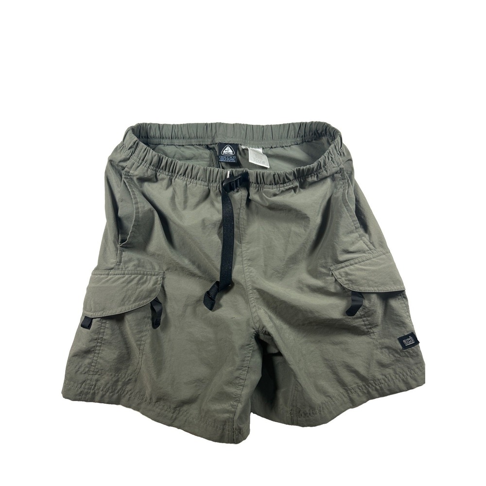 Nike ACG Shorts Mens Small  Green Cargo Nylon Belted Outdoor Vintage 11 Inseam